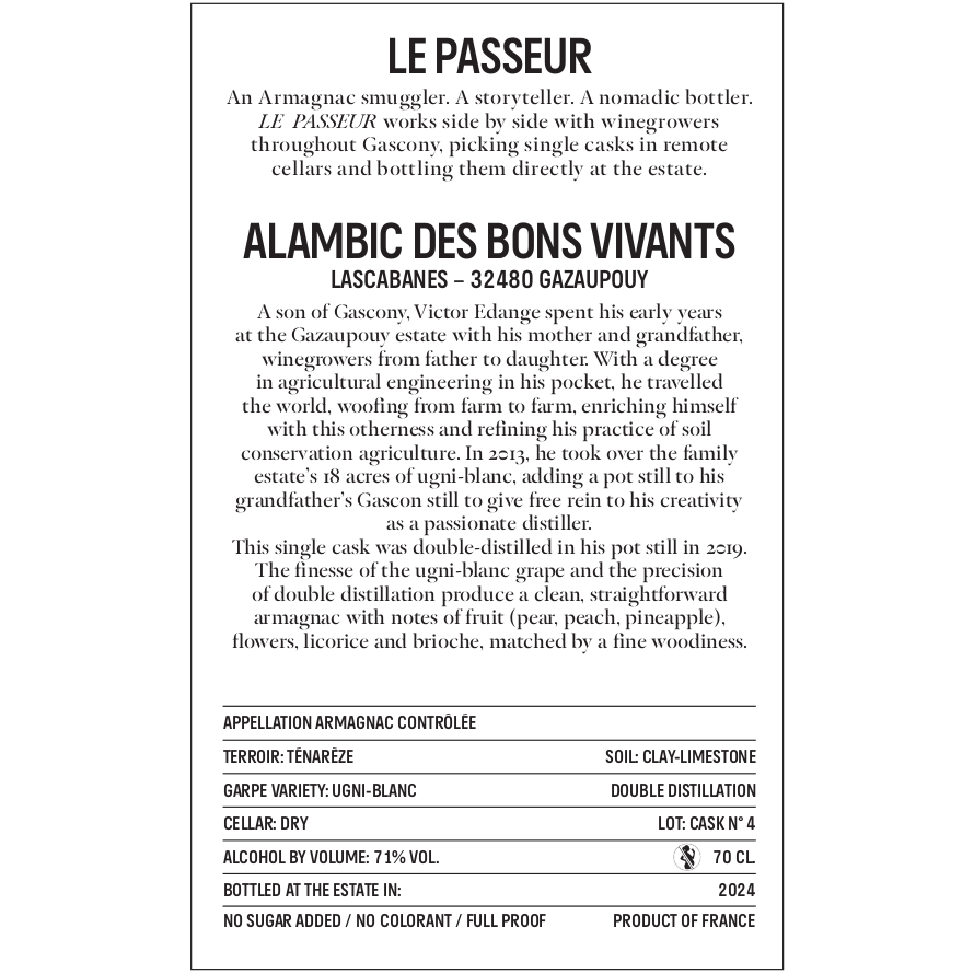 Le Passeur Lascabanes 2019 #4 70cl (04/2024)