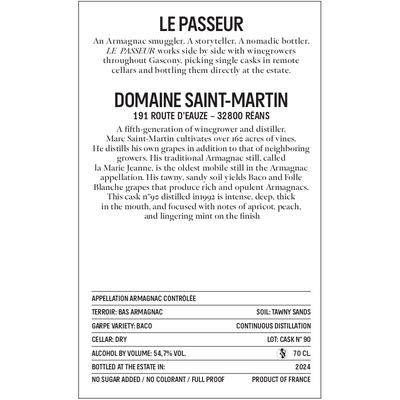 Le Passeur Saint-Martin 1992 #90 70cl (07/2024)